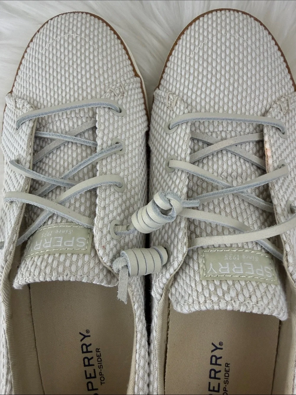 Sperry Cream Woven texture Memory Foam Slip-On Sneakers 10